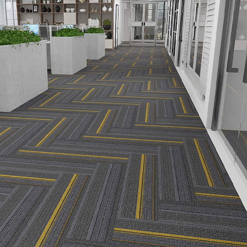 Modern Carpet Floor Tile Level Loop Adhesive Tabs Fire Resistant Carpet Tiles Gray-Yellow 40-Piece Set Clearhalo 'Carpet Tiles & Carpet Squares' 'carpet_tiles_carpet_squares' 'Flooring 'Home Improvement' 'home_improvement' 'home_improvement_carpet_tiles_carpet_squares' Walls and Ceiling' 7385304