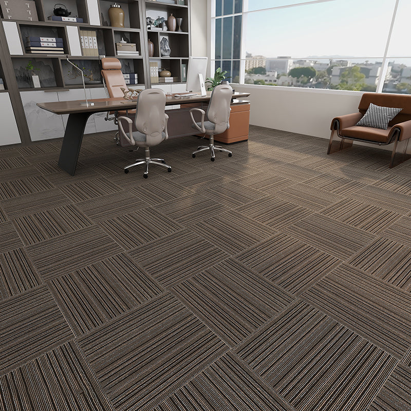 Modern Carpet Floor Tile Level Loop Adhesive Tabs Fire Resistant Carpet Tiles Brown 40-Piece Set Clearhalo 'Carpet Tiles & Carpet Squares' 'carpet_tiles_carpet_squares' 'Flooring 'Home Improvement' 'home_improvement' 'home_improvement_carpet_tiles_carpet_squares' Walls and Ceiling' 7385310