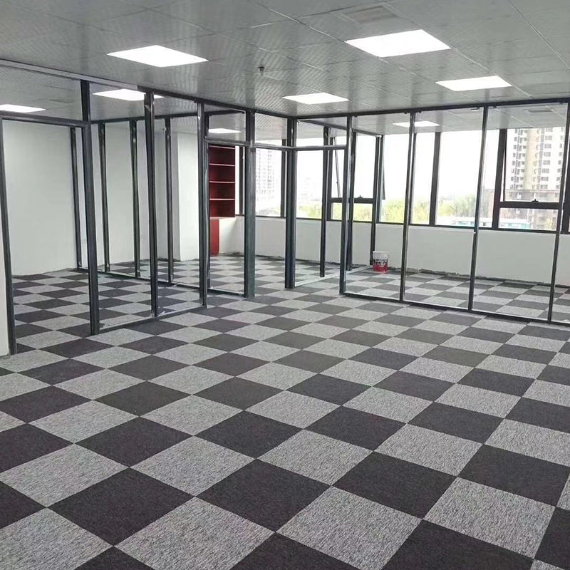 Modern Carpet Floor Tile Level Loop Adhesive Tabs Fire Resistant Carpet Tiles Light Gray-Black 40-Piece Set Clearhalo 'Carpet Tiles & Carpet Squares' 'carpet_tiles_carpet_squares' 'Flooring 'Home Improvement' 'home_improvement' 'home_improvement_carpet_tiles_carpet_squares' Walls and Ceiling' 7385313