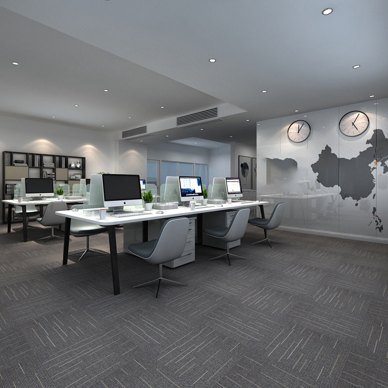 Modern Carpet Tiles Level Loop Fade Resistant Glue Down Carpet Tile Gray Black White 1 Set for Wallboard (32 Pieces * 1) Asphalt Clearhalo 'Carpet Tiles & Carpet Squares' 'carpet_tiles_carpet_squares' 'Flooring 'Home Improvement' 'home_improvement' 'home_improvement_carpet_tiles_carpet_squares' Walls and Ceiling' 7385319