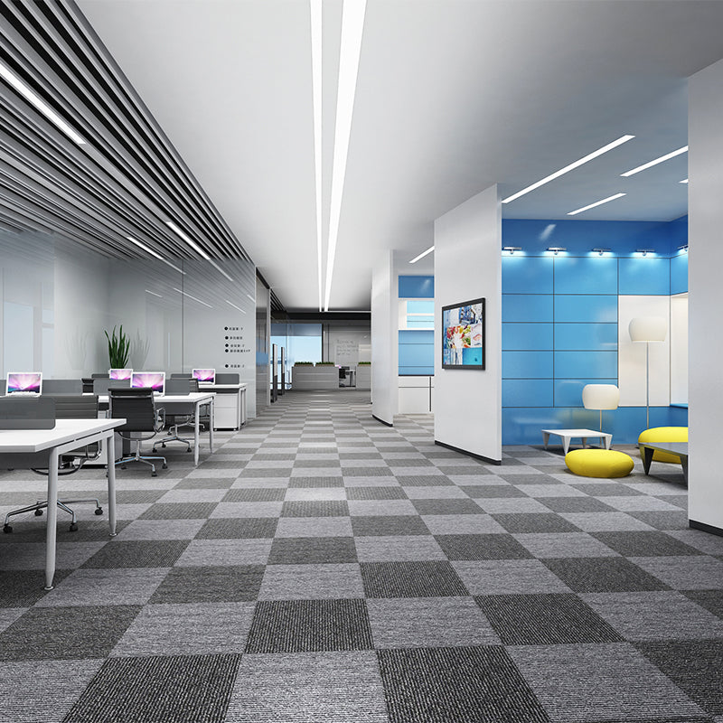 Modern Carpet Tiles Level Loop Fade Resistant Glue Down Carpet Tile Gray Plaid 1 Set for Wallboard (32 Pieces * 1) Clearhalo 'Carpet Tiles & Carpet Squares' 'carpet_tiles_carpet_squares' 'Flooring 'Home Improvement' 'home_improvement' 'home_improvement_carpet_tiles_carpet_squares' Walls and Ceiling' 7385329