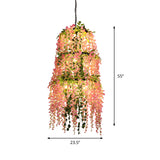 Pink Layered Chandelier Light Fixture Loft Iron 11 Lights Restaurant Flower Hanging Pendant Lamp Clearhalo 'Cast Iron' 'Ceiling Lights' 'Chandeliers' 'Industrial Chandeliers' 'Industrial' 'Metal' 'Middle Century Chandeliers' 'Rustic Chandeliers' 'Tiffany' Lighting' 738547
