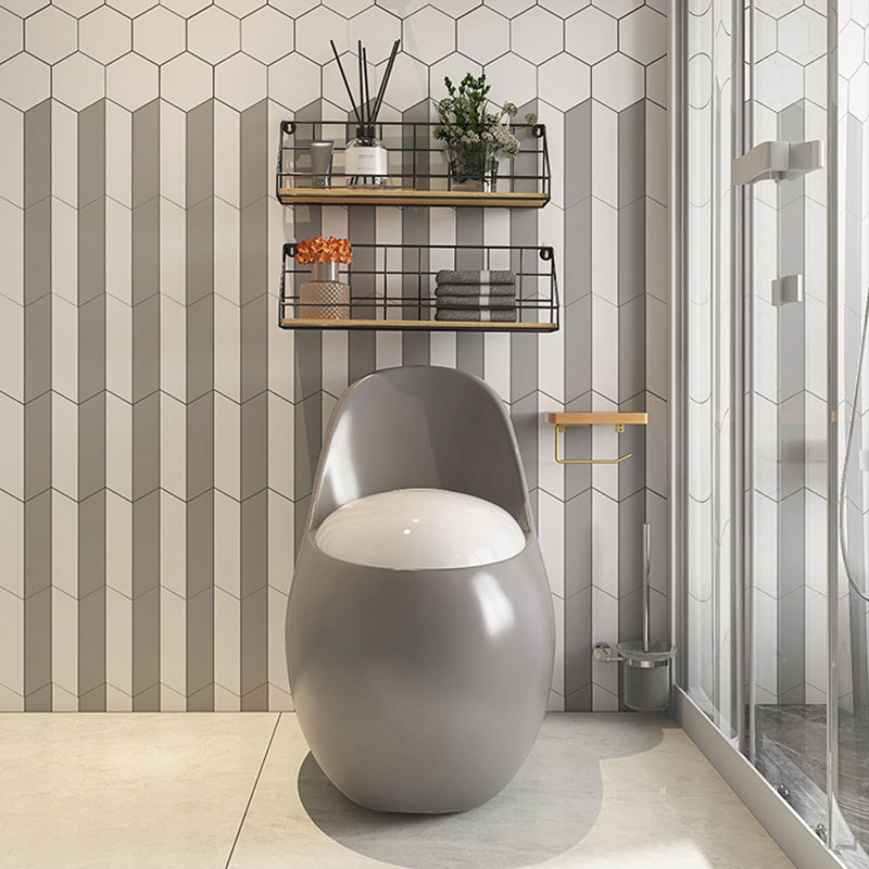 Gray & White Ceramic Toilet Seat Bidet Round 26.4" H Bidet Seat Clearhalo 'Bathroom Remodel & Bathroom Fixtures' 'Bidets' 'Home Improvement' 'home_improvement' 'home_improvement_bidets' 'Toilets & Bidets' 7385624