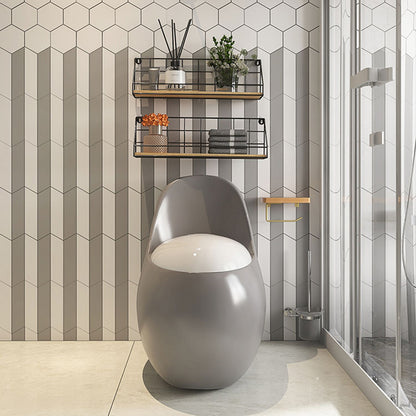 Gray & White Ceramic Toilet Seat Bidet Round 26.4" H Bidet Seat Clearhalo 'Bathroom Remodel & Bathroom Fixtures' 'Bidets' 'Home Improvement' 'home_improvement' 'home_improvement_bidets' 'Toilets & Bidets' 7385624