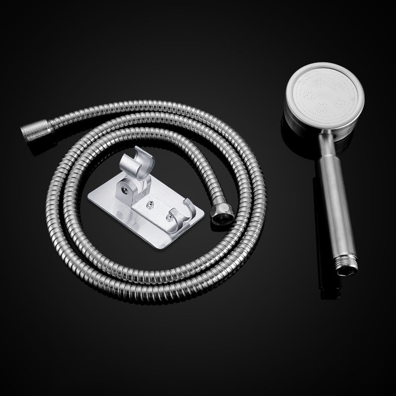 Handheld Shower Head Pressurized 304 Stainless Steel Shower Head Nickel Shower & Hose & Hole-free Wall Seat Clearhalo 'Bathroom Remodel & Bathroom Fixtures' 'Home Improvement' 'home_improvement' 'home_improvement_shower_heads' 'Shower Heads' 'shower_heads' 'Showers & Bathtubs Plumbing' 'Showers & Bathtubs' 7385672