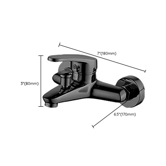 Contemporary Bath Filler Trim Wall Mounted Fixed Bathroom Faucet Clearhalo 'Bathroom Remodel & Bathroom Fixtures' 'Bathtub Faucets' 'bathtub_faucets' 'Home Improvement' 'home_improvement' 'home_improvement_bathtub_faucets' 7385822