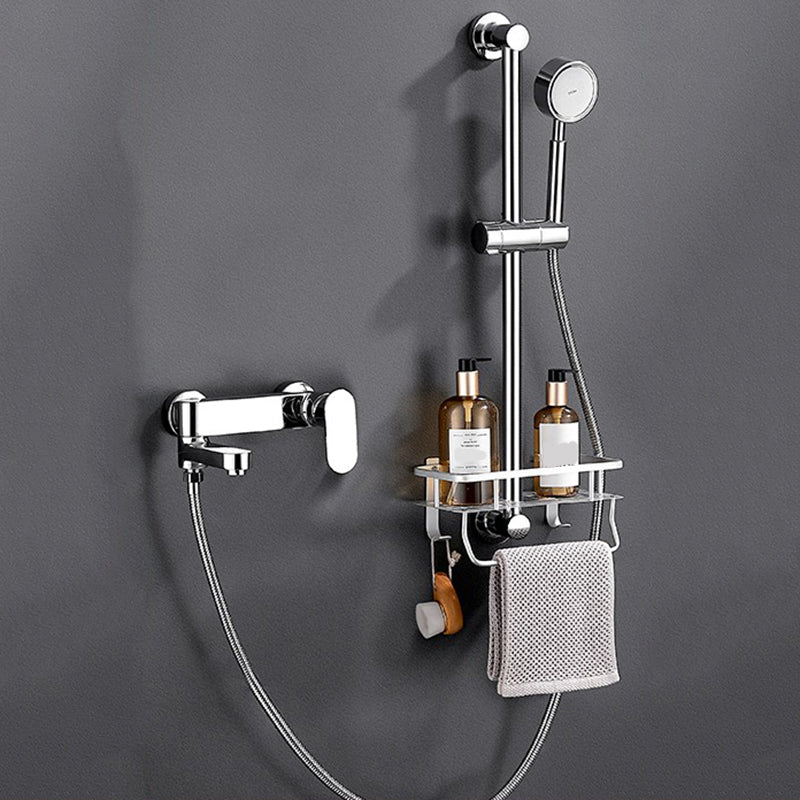 Modern Tub Filler Swivel Spout Wall Mounted Bath Faucet Trim Silver Stainless Steel Handshower Risers Included Clearhalo 'Bathroom Remodel & Bathroom Fixtures' 'Bathtub Faucets' 'bathtub_faucets' 'Home Improvement' 'home_improvement' 'home_improvement_bathtub_faucets' 7385836