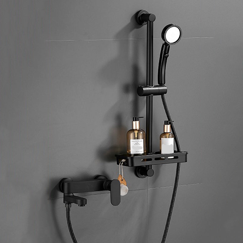 Modern Tub Filler Swivel Spout Wall Mounted Bath Faucet Trim Black Tri-Mode Handshower Risers Included Clearhalo 'Bathroom Remodel & Bathroom Fixtures' 'Bathtub Faucets' 'bathtub_faucets' 'Home Improvement' 'home_improvement' 'home_improvement_bathtub_faucets' 7385839
