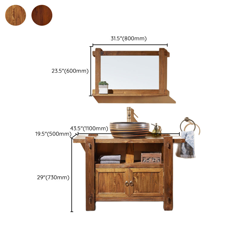 Modern Wood Bathroom Vanity Freestanding Bathroom Sink Vanity with Mirror Clearhalo 'Bathroom Remodel & Bathroom Fixtures' 'Bathroom Vanities' 'bathroom_vanities' 'Home Improvement' 'home_improvement' 'home_improvement_bathroom_vanities' 7385965