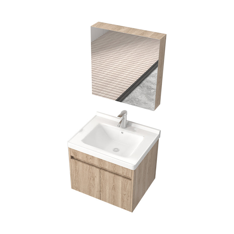 Mid Century Modern Sink Vanity Wood Wall Mount Faucet Included Bathroom Vanity Vanity & Faucet & Enclosed Mirror Cabinet 24"L x 16"W x 20"H Clearhalo 'Bathroom Remodel & Bathroom Fixtures' 'Bathroom Vanities' 'bathroom_vanities' 'Home Improvement' 'home_improvement' 'home_improvement_bathroom_vanities' 7385993