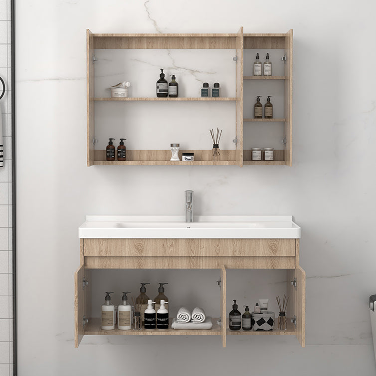 Mid Century Modern Sink Vanity Wood Wall Mount Faucet Included Bathroom Vanity Clearhalo 'Bathroom Remodel & Bathroom Fixtures' 'Bathroom Vanities' 'bathroom_vanities' 'Home Improvement' 'home_improvement' 'home_improvement_bathroom_vanities' 7385995