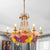 Gold Candle Hanging Chandelier Retro Iron 6/12 Bulbs Restaurant Flower Pendant Light with Crystal Decor 6 Gold Clearhalo 'Cast Iron' 'Ceiling Lights' 'Chandeliers' 'Industrial Chandeliers' 'Industrial' 'Metal' 'Middle Century Chandeliers' 'Rustic Chandeliers' 'Tiffany' Lighting' 738603