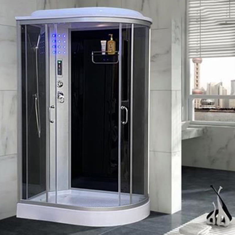 Framed Double Sliding Shower Stall Rounded Striped Shower Kit Clearhalo 'Bathroom Remodel & Bathroom Fixtures' 'Home Improvement' 'home_improvement' 'home_improvement_shower_stalls_enclosures' 'Shower Stalls & Enclosures' 'shower_stalls_enclosures' 'Showers & Bathtubs' 7386054