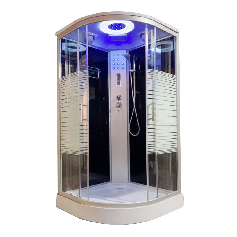 Framed Double Sliding Shower Stall Rounded Striped Shower Kit Stripe Clearhalo 'Bathroom Remodel & Bathroom Fixtures' 'Home Improvement' 'home_improvement' 'home_improvement_shower_stalls_enclosures' 'Shower Stalls & Enclosures' 'shower_stalls_enclosures' 'Showers & Bathtubs' 7386055