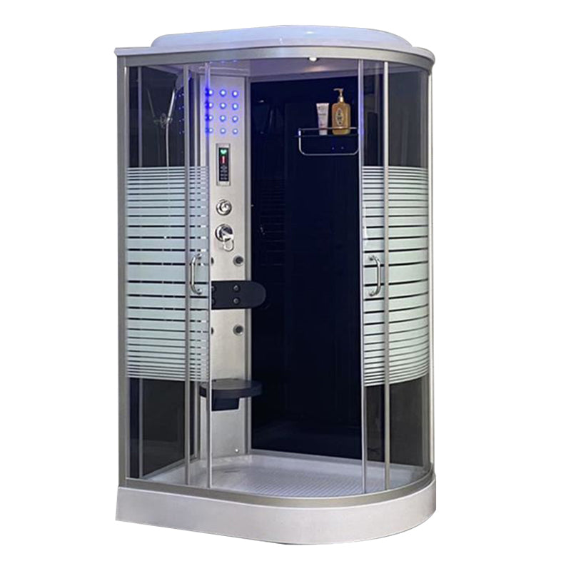 Framed Double Sliding Shower Stall Rounded Striped Shower Kit Stripe Clearhalo 'Bathroom Remodel & Bathroom Fixtures' 'Home Improvement' 'home_improvement' 'home_improvement_shower_stalls_enclosures' 'Shower Stalls & Enclosures' 'shower_stalls_enclosures' 'Showers & Bathtubs' 7386056