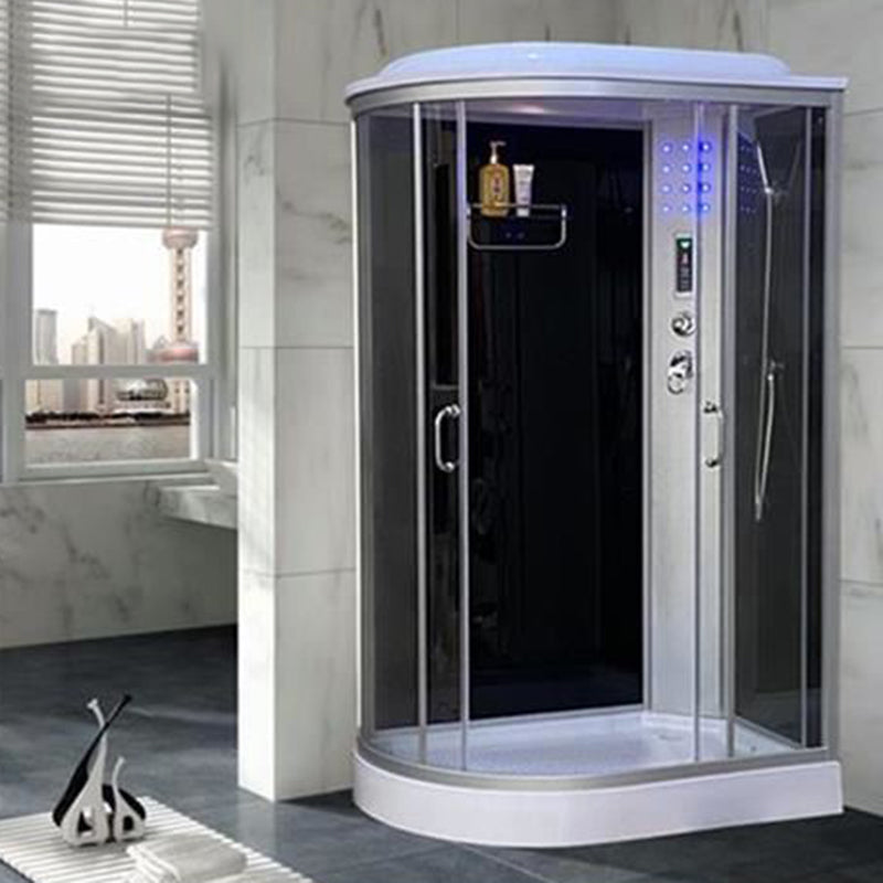 Framed Double Sliding Shower Stall Rounded Striped Shower Kit Clearhalo 'Bathroom Remodel & Bathroom Fixtures' 'Home Improvement' 'home_improvement' 'home_improvement_shower_stalls_enclosures' 'Shower Stalls & Enclosures' 'shower_stalls_enclosures' 'Showers & Bathtubs' 7386057