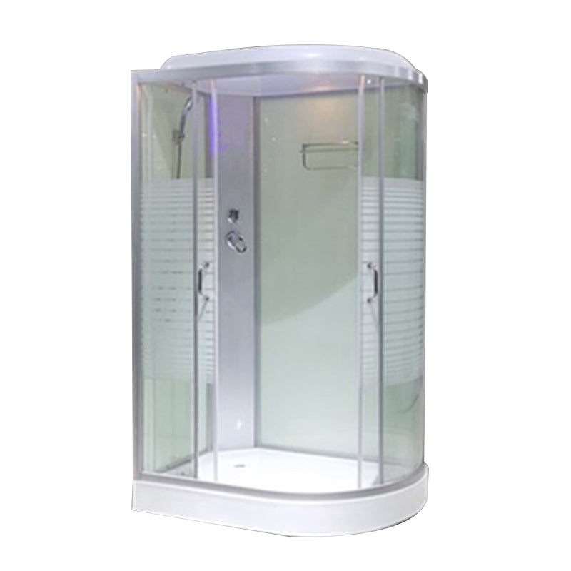 Framed Double Sliding Shower Stall Rounded Striped Shower Kit Simple Style Clearhalo 'Bathroom Remodel & Bathroom Fixtures' 'Home Improvement' 'home_improvement' 'home_improvement_shower_stalls_enclosures' 'Shower Stalls & Enclosures' 'shower_stalls_enclosures' 'Showers & Bathtubs' 7386060