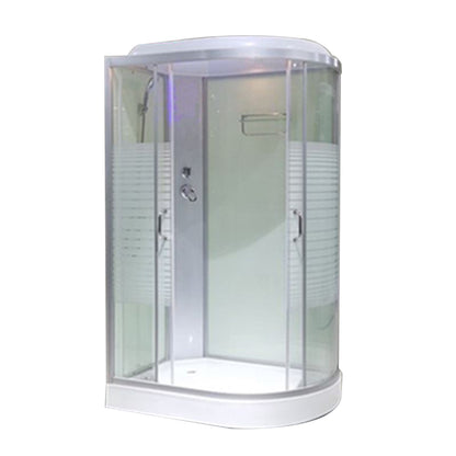 Framed Double Sliding Shower Stall Rounded Striped Shower Kit Simple Style Clearhalo 'Bathroom Remodel & Bathroom Fixtures' 'Home Improvement' 'home_improvement' 'home_improvement_shower_stalls_enclosures' 'Shower Stalls & Enclosures' 'shower_stalls_enclosures' 'Showers & Bathtubs' 7386060