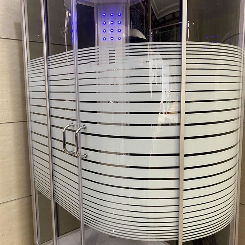 Framed Double Sliding Shower Stall Rounded Striped Shower Kit Clearhalo 'Bathroom Remodel & Bathroom Fixtures' 'Home Improvement' 'home_improvement' 'home_improvement_shower_stalls_enclosures' 'Shower Stalls & Enclosures' 'shower_stalls_enclosures' 'Showers & Bathtubs' 7386061