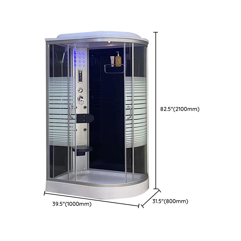 Framed Double Sliding Shower Stall Rounded Striped Shower Kit Clearhalo 'Bathroom Remodel & Bathroom Fixtures' 'Home Improvement' 'home_improvement' 'home_improvement_shower_stalls_enclosures' 'Shower Stalls & Enclosures' 'shower_stalls_enclosures' 'Showers & Bathtubs' 7386070