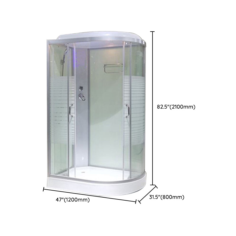 Framed Double Sliding Shower Stall Rounded Striped Shower Kit Clearhalo 'Bathroom Remodel & Bathroom Fixtures' 'Home Improvement' 'home_improvement' 'home_improvement_shower_stalls_enclosures' 'Shower Stalls & Enclosures' 'shower_stalls_enclosures' 'Showers & Bathtubs' 7386074