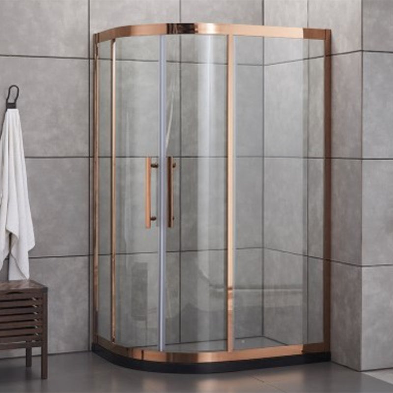 Stainless Steel Shower Stall Clear Tempered Glass Shower Stall Rose Gold Clearhalo 'Bathroom Remodel & Bathroom Fixtures' 'Home Improvement' 'home_improvement' 'home_improvement_shower_stalls_enclosures' 'Shower Stalls & Enclosures' 'shower_stalls_enclosures' 'Showers & Bathtubs' 7386087