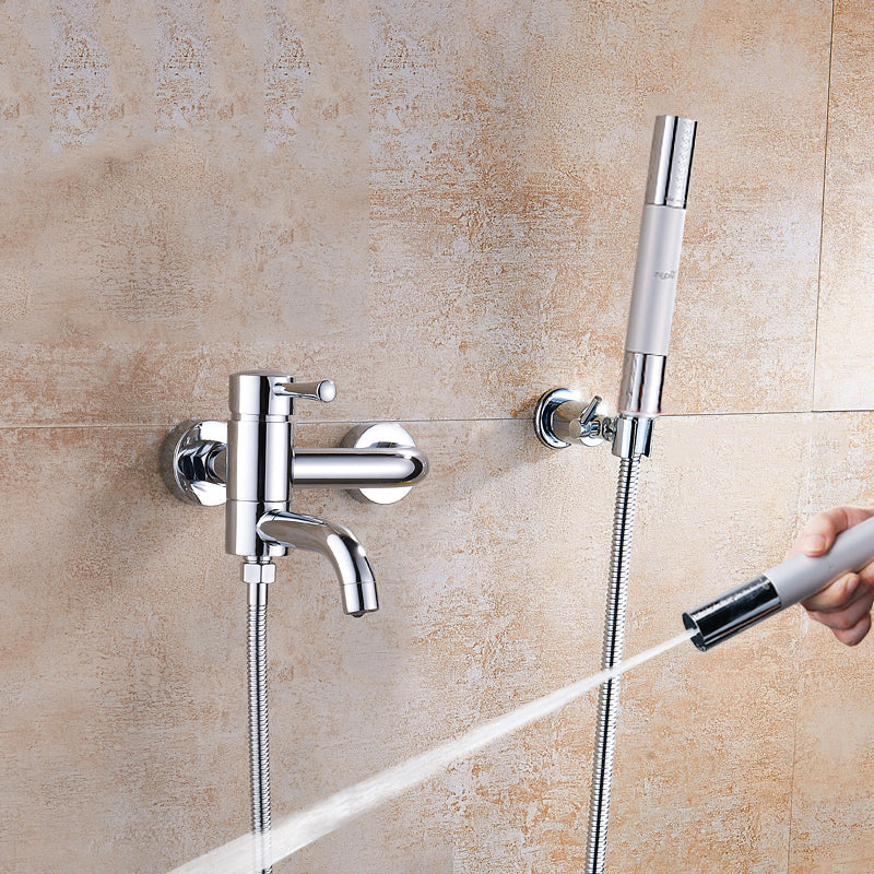 Popular Bathtub Faucet Swivel Spout Wall Mounted Tub Filler Trim Pressurized Shower Head Risers Not Included Swivel Clearhalo 'Bathroom Remodel & Bathroom Fixtures' 'Bathtub Faucets' 'bathtub_faucets' 'Home Improvement' 'home_improvement' 'home_improvement_bathtub_faucets' 7386232