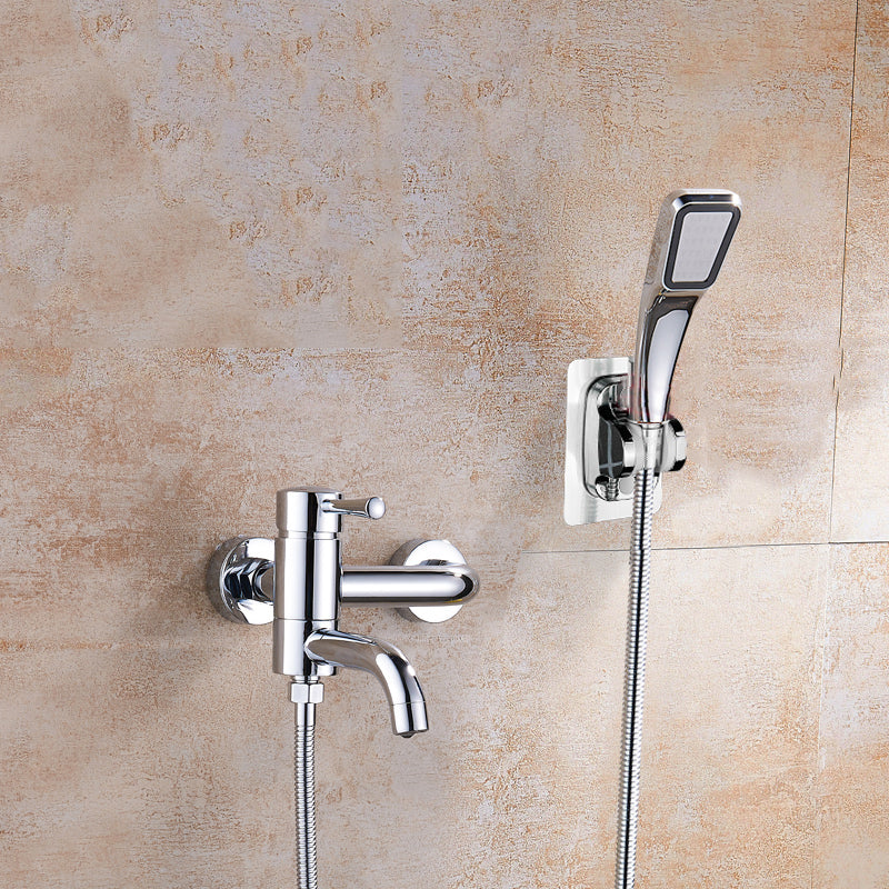 Popular Bathtub Faucet Swivel Spout Wall Mounted Tub Filler Trim Square Shower Head Risers Not Included Swivel Clearhalo 'Bathroom Remodel & Bathroom Fixtures' 'Bathtub Faucets' 'bathtub_faucets' 'Home Improvement' 'home_improvement' 'home_improvement_bathtub_faucets' 7386235