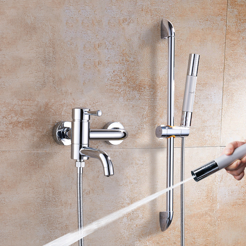 Popular Bathtub Faucet Swivel Spout Wall Mounted Tub Filler Trim Pressurized Shower Head Risers Included Swivel Clearhalo 'Bathroom Remodel & Bathroom Fixtures' 'Bathtub Faucets' 'bathtub_faucets' 'Home Improvement' 'home_improvement' 'home_improvement_bathtub_faucets' 7386245