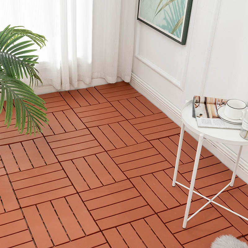 Modern Wood Decking Tiles Solid Color Interlocking Patio Flooring Tiles Red Brown Clearhalo 'Home Improvement' 'home_improvement' 'home_improvement_outdoor_deck_tiles_planks' 'Outdoor Deck Tiles & Planks' 'Outdoor Flooring & Tile' 'Outdoor Remodel' 'outdoor_deck_tiles_planks' 7386378