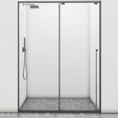 Gray Single Sliding Door Shower Door Tempered Glass Shower Door Right Clearhalo 'Bathroom Remodel & Bathroom Fixtures' 'Home Improvement' 'home_improvement' 'home_improvement_shower_tub_doors' 'Shower and Tub Doors' 'shower_tub_doors' 'Showers & Bathtubs' 7386418