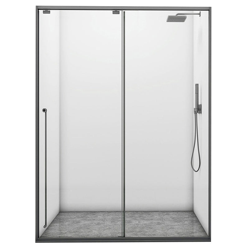 Gray Single Sliding Door Shower Door Tempered Glass Shower Door Left Clearhalo 'Bathroom Remodel & Bathroom Fixtures' 'Home Improvement' 'home_improvement' 'home_improvement_shower_tub_doors' 'Shower and Tub Doors' 'shower_tub_doors' 'Showers & Bathtubs' 7386427