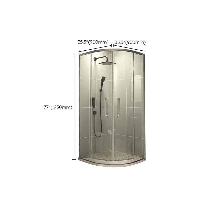 Transparent Shower Bath Door Curved Shower Doors Double Sliding Clearhalo 'Bathroom Remodel & Bathroom Fixtures' 'Home Improvement' 'home_improvement' 'home_improvement_shower_tub_doors' 'Shower and Tub Doors' 'shower_tub_doors' 'Showers & Bathtubs' 7386454