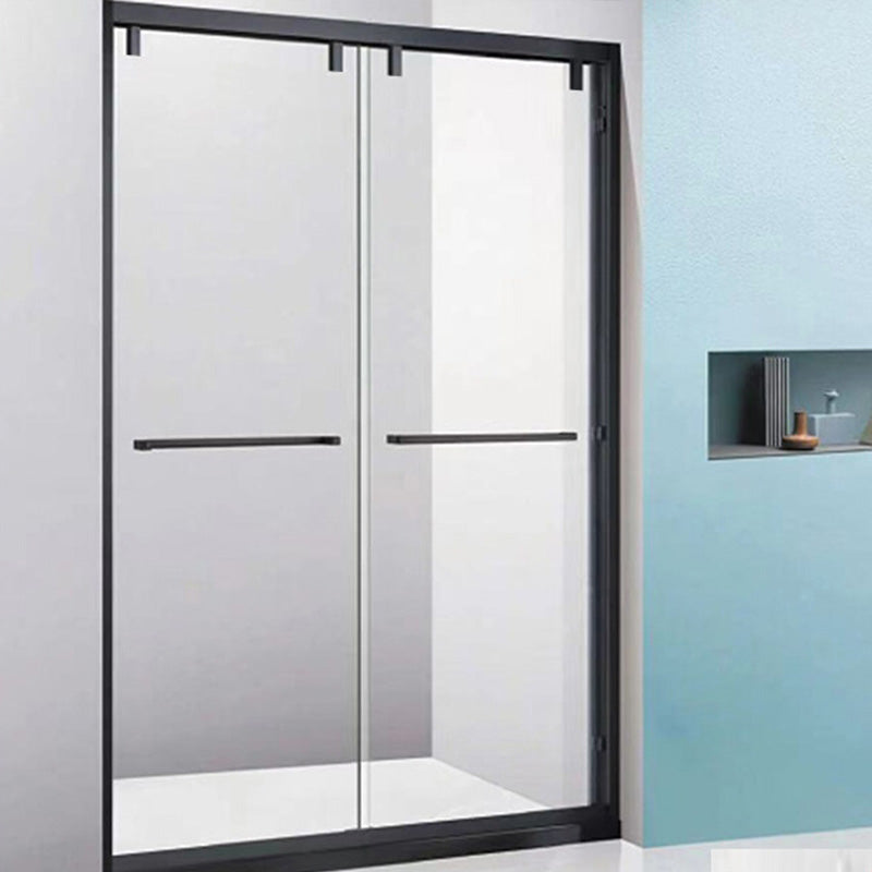 Semi Frameless Dual Move Shower Screen Clear Glass Shower Door Clearhalo 'Bathroom Remodel & Bathroom Fixtures' 'Home Improvement' 'home_improvement' 'home_improvement_shower_tub_doors' 'Shower and Tub Doors' 'shower_tub_doors' 'Showers & Bathtubs' 7386459
