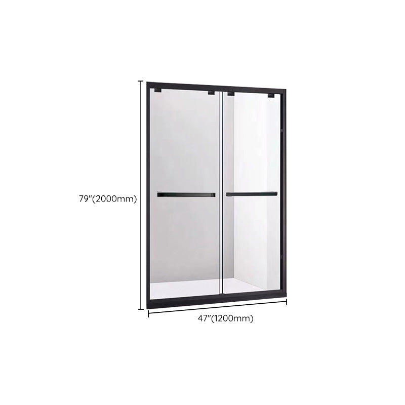 Semi Frameless Dual Move Shower Screen Clear Glass Shower Door Clearhalo 'Bathroom Remodel & Bathroom Fixtures' 'Home Improvement' 'home_improvement' 'home_improvement_shower_tub_doors' 'Shower and Tub Doors' 'shower_tub_doors' 'Showers & Bathtubs' 7386462