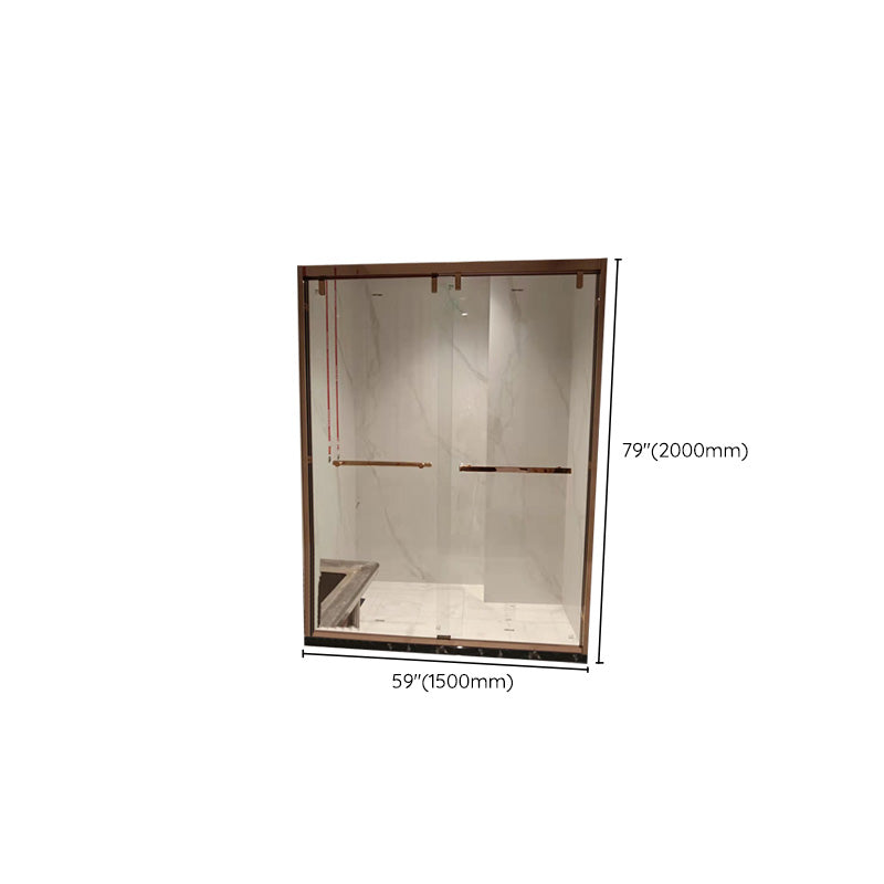 Semi Frameless Dual Move Shower Screen Clear Glass Shower Door Clearhalo 'Bathroom Remodel & Bathroom Fixtures' 'Home Improvement' 'home_improvement' 'home_improvement_shower_tub_doors' 'Shower and Tub Doors' 'shower_tub_doors' 'Showers & Bathtubs' 7386465