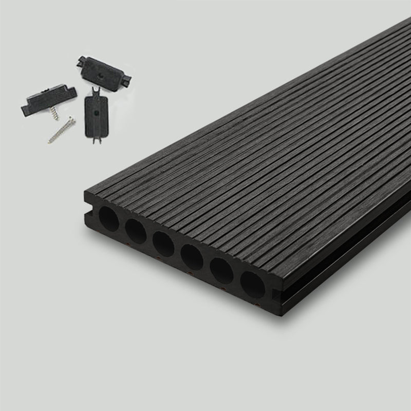 Nailed Decking Tiles Composite 118" x 5.5" Deck Tile Kit Outdoor Patio Black Round Clearhalo 'Home Improvement' 'home_improvement' 'home_improvement_outdoor_deck_tiles_planks' 'Outdoor Deck Tiles & Planks' 'Outdoor Flooring & Tile' 'Outdoor Remodel' 'outdoor_deck_tiles_planks' 7386487