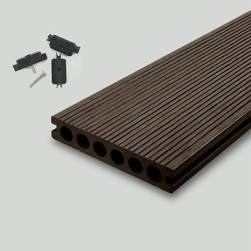 Nailed Decking Tiles Composite 118" x 5.5" Deck Tile Kit Outdoor Patio Dark Coffee Round Clearhalo 'Home Improvement' 'home_improvement' 'home_improvement_outdoor_deck_tiles_planks' 'Outdoor Deck Tiles & Planks' 'Outdoor Flooring & Tile' 'Outdoor Remodel' 'outdoor_deck_tiles_planks' 7386490