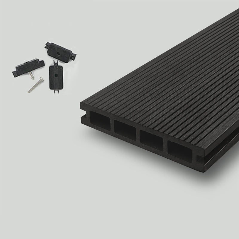 Nailed Decking Tiles Composite 118" x 5.5" Deck Tile Kit Outdoor Patio Black Square Clearhalo 'Home Improvement' 'home_improvement' 'home_improvement_outdoor_deck_tiles_planks' 'Outdoor Deck Tiles & Planks' 'Outdoor Flooring & Tile' 'Outdoor Remodel' 'outdoor_deck_tiles_planks' 7386491