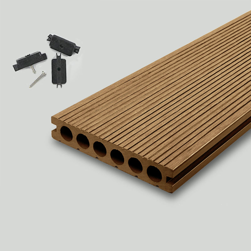 Nailed Decking Tiles Composite 118" x 5.5" Deck Tile Kit Outdoor Patio Teak Round Clearhalo 'Home Improvement' 'home_improvement' 'home_improvement_outdoor_deck_tiles_planks' 'Outdoor Deck Tiles & Planks' 'Outdoor Flooring & Tile' 'Outdoor Remodel' 'outdoor_deck_tiles_planks' 7386502