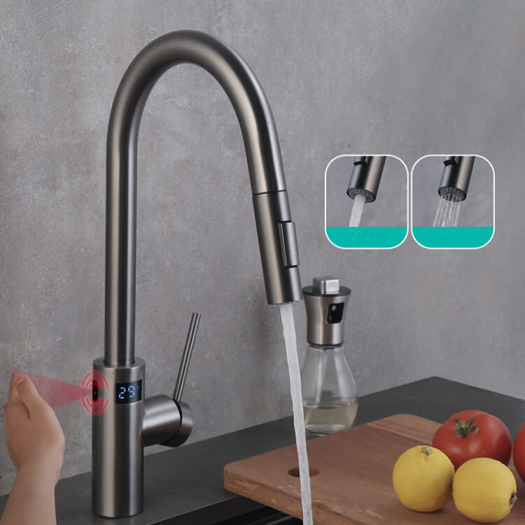 Swivel Spout Kitchen Bar Faucet Touch Sensor with Pull Out Sprayer Clearhalo 'Home Improvement' 'home_improvement' 'home_improvement_kitchen_faucets' 'Kitchen Faucets' 'Kitchen Remodel & Kitchen Fixtures' 'Kitchen Sinks & Faucet Components' 'kitchen_faucets' 7387185