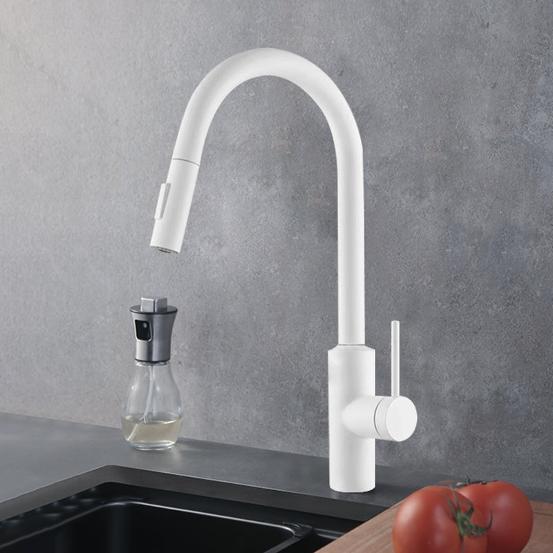 Swivel Spout Kitchen Bar Faucet Touch Sensor with Pull Out Sprayer White Digital Display Not Included Clearhalo 'Home Improvement' 'home_improvement' 'home_improvement_kitchen_faucets' 'Kitchen Faucets' 'Kitchen Remodel & Kitchen Fixtures' 'Kitchen Sinks & Faucet Components' 'kitchen_faucets' 7387195