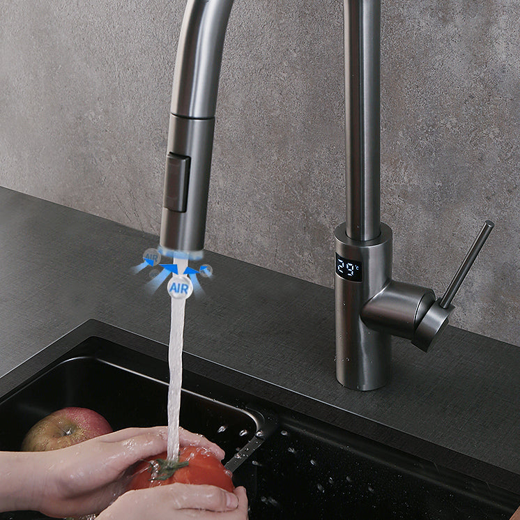 Swivel Spout Kitchen Bar Faucet Touch Sensor with Pull Out Sprayer Clearhalo 'Home Improvement' 'home_improvement' 'home_improvement_kitchen_faucets' 'Kitchen Faucets' 'Kitchen Remodel & Kitchen Fixtures' 'Kitchen Sinks & Faucet Components' 'kitchen_faucets' 7387196