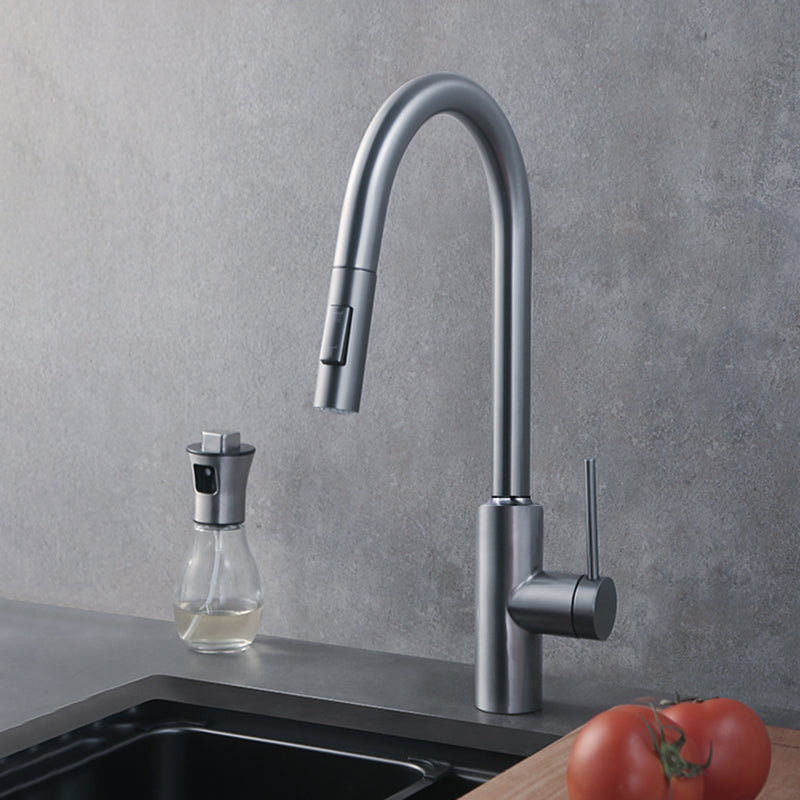 Swivel Spout Kitchen Bar Faucet Touch Sensor with Pull Out Sprayer Silver/Gray Digital Display Not Included Clearhalo 'Home Improvement' 'home_improvement' 'home_improvement_kitchen_faucets' 'Kitchen Faucets' 'Kitchen Remodel & Kitchen Fixtures' 'Kitchen Sinks & Faucet Components' 'kitchen_faucets' 7387197