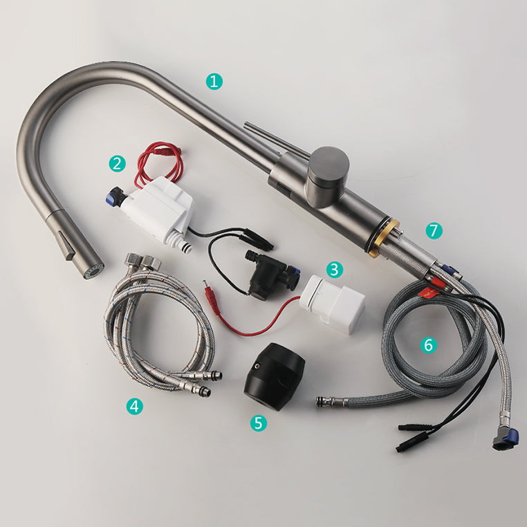 Swivel Spout Kitchen Bar Faucet Touch Sensor with Pull Out Sprayer Clearhalo 'Home Improvement' 'home_improvement' 'home_improvement_kitchen_faucets' 'Kitchen Faucets' 'Kitchen Remodel & Kitchen Fixtures' 'Kitchen Sinks & Faucet Components' 'kitchen_faucets' 7387201