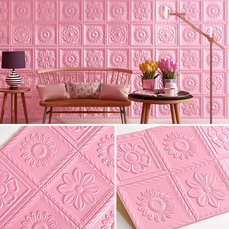 Modern Pearl Wainscoting Wall Access Panel Peel and Stick Wall Tile Set of 10 Pink 10-Piece Set 3D Embossed Clearhalo 'Flooring 'Home Improvement' 'home_improvement' 'home_improvement_wall_paneling' 'Wall Paneling' 'wall_paneling' 'Walls & Ceilings' Walls and Ceiling' 7387219