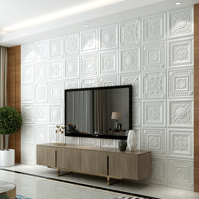 Modern Pearl Wainscoting Wall Access Panel Peel and Stick Wall Tile Set of 10 Clearhalo 'Flooring 'Home Improvement' 'home_improvement' 'home_improvement_wall_paneling' 'Wall Paneling' 'wall_paneling' 'Walls & Ceilings' Walls and Ceiling' 7387223