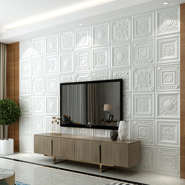 Modern Pearl Wainscoting Wall Access Panel Peel and Stick Wall Tile Set of 10 Clearhalo 'Flooring 'Home Improvement' 'home_improvement' 'home_improvement_wall_paneling' 'Wall Paneling' 'wall_paneling' 'Walls & Ceilings' Walls and Ceiling' 7387223
