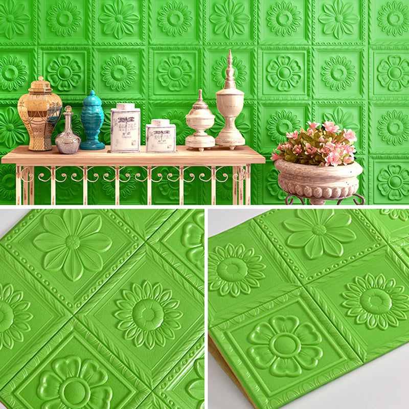Modern Pearl Wainscoting Wall Access Panel Peel and Stick Wall Tile Set of 10 Green 10-Piece Set 3D Embossed Clearhalo 'Flooring 'Home Improvement' 'home_improvement' 'home_improvement_wall_paneling' 'Wall Paneling' 'wall_paneling' 'Walls & Ceilings' Walls and Ceiling' 7387225