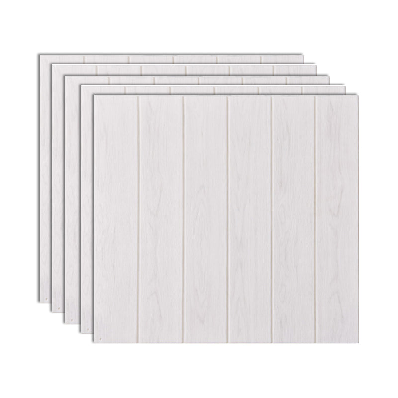 Plastic Wall Paneling Peel and Stick Waterproof Wood Planks Paneling White 5-Piece Set Clearhalo 'Flooring 'Home Improvement' 'home_improvement' 'home_improvement_wall_paneling' 'Wall Paneling' 'wall_paneling' 'Walls & Ceilings' Walls and Ceiling' 7387294